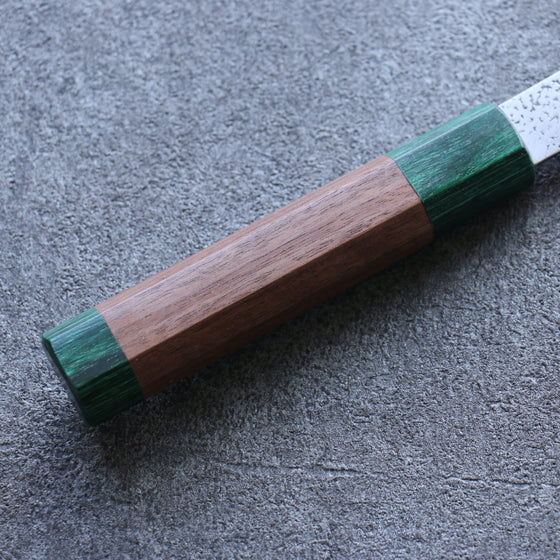 Seisuke Blue Super Hammered Bunka 185mm Walnut(With Double Green Pakka wood) Handle - Seisuke Knife