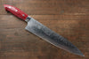 Takeshi Saji SG2 Diamond Finish Damascus Gyuto 240mm Red Turquoise (Nomura Style) Handle - Seisuke Knife - Slide 1