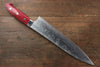 Takeshi Saji SG2 Diamond Finish Damascus Gyuto 240mm Red Turquoise (Nomura Style) Handle - Seisuke Knife - Slide 2