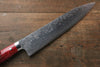 Takeshi Saji SG2 Diamond Finish Damascus Gyuto 240mm Red Turquoise (Nomura Style) Handle - Seisuke Knife - Slide 3