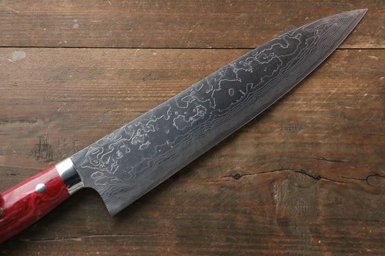 Takeshi Saji SG2 Diamond Finish Damascus Gyuto 240mm Red Turquoise (Nomura Style) Handle - Seisuke Knife