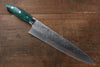 Takeshi Saji SG2 Diamond Finish Damascus Gyuto 240mm Green Turquoise (Nomura Style) Handle - Seisuke Knife - Slide 1