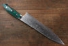 Takeshi Saji SG2 Diamond Finish Damascus Gyuto 240mm Green Turquoise (Nomura Style) Handle - Seisuke Knife - Slide 2