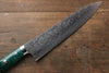 Takeshi Saji SG2 Diamond Finish Damascus Gyuto 240mm Green Turquoise (Nomura Style) Handle - Seisuke Knife - Slide 3