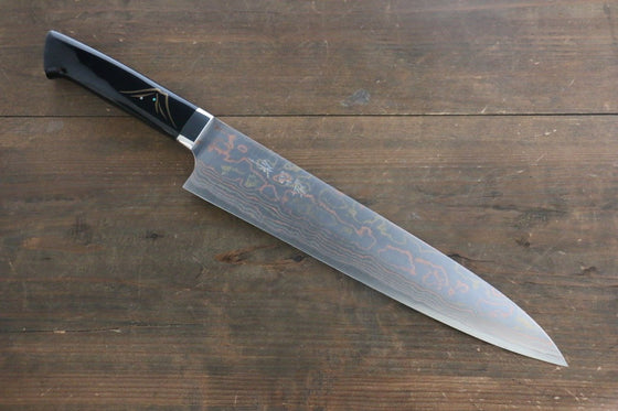 Takeshi Saji Maki-e Art Blue Steel No.2 Colored Damascus Gyuto 270mm Lacquered Handle - Seisuke Knife