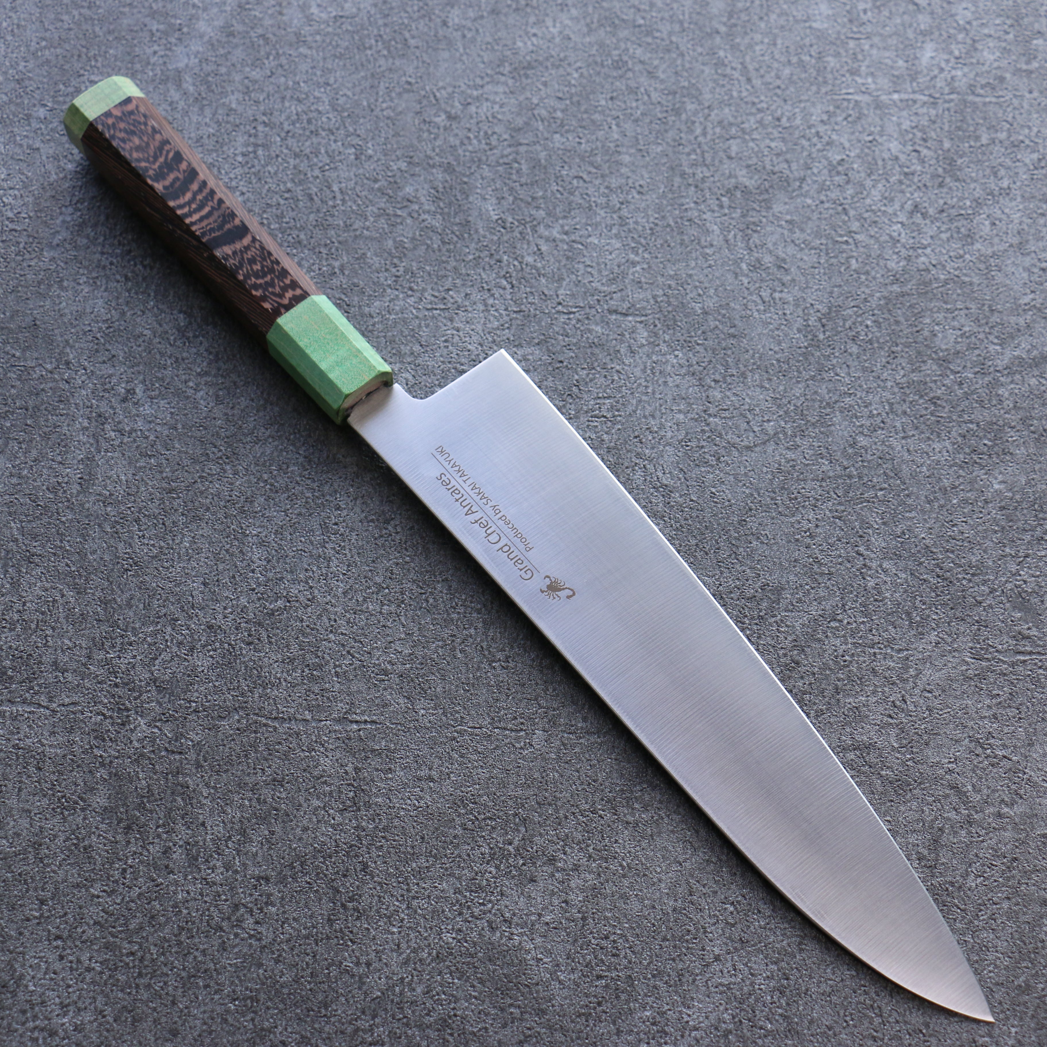 Sakai Takayuki Antares Emerald Uddeholm Swedish stain-resistant steel Gyuto 240mm Wenge (Double Green Ring) Handle - Seisuke Knife