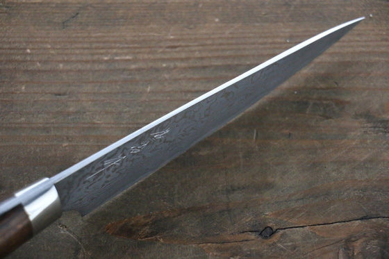 Takeshi Saji SG2 Black Damascus Petty-Utility 135mm Ironwood Handle - Seisuke Knife