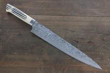  Takeshi Saji SG2 Black Damascus Sujihiki 270mm Cow Bone Handle - Seisuke Knife