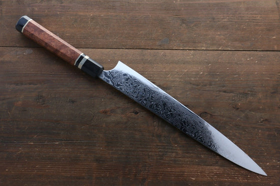 Takeshi Saji SG2 Mirrored Finish Damascus Sujihiki 270mm Chinese Quince Handle - Seisuke Knife