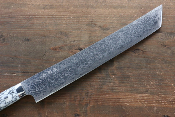 Takeshi Saji SG2 Diamond Finish Damascus Kengata Yanagiba 270mm Cloud Turquoise Handle - Seisuke Knife