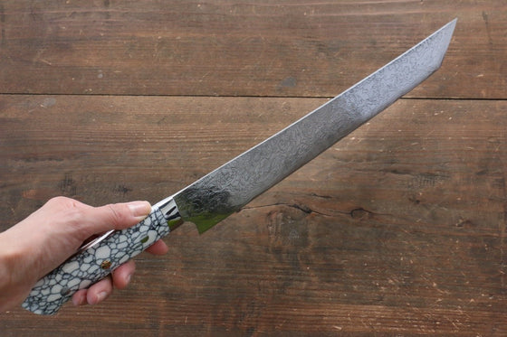 Takeshi Saji SG2 Diamond Finish Damascus Kengata Yanagiba 270mm Cloud Turquoise Handle - Seisuke Knife