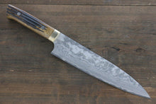  Takeshi Saji VG10 Black Damascus Gyuto  210mm Brown Deer Horn Handle - Seisuke Knife