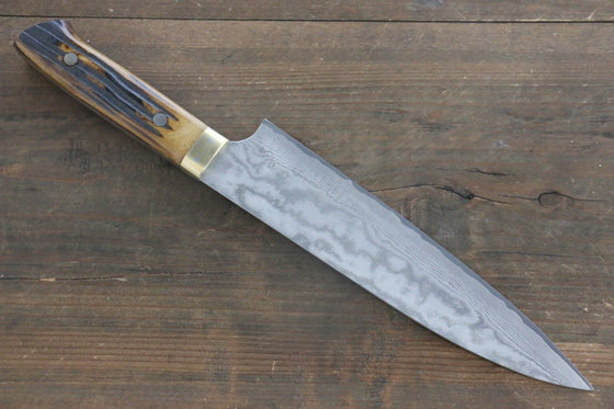Takeshi Saji VG10 Black Damascus Gyuto  210mm Brown Deer Horn Handle - Seisuke Knife