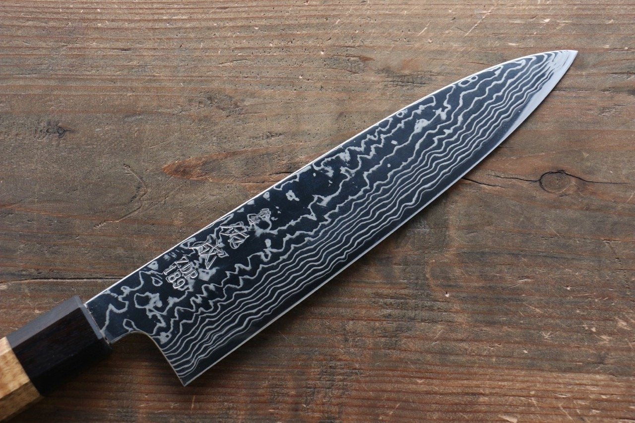 Sukenari ZDP189 Damascus Gyuto Japanese Chef Knife 210mm with Marronnier Handle With Saya - Seisuke Knife