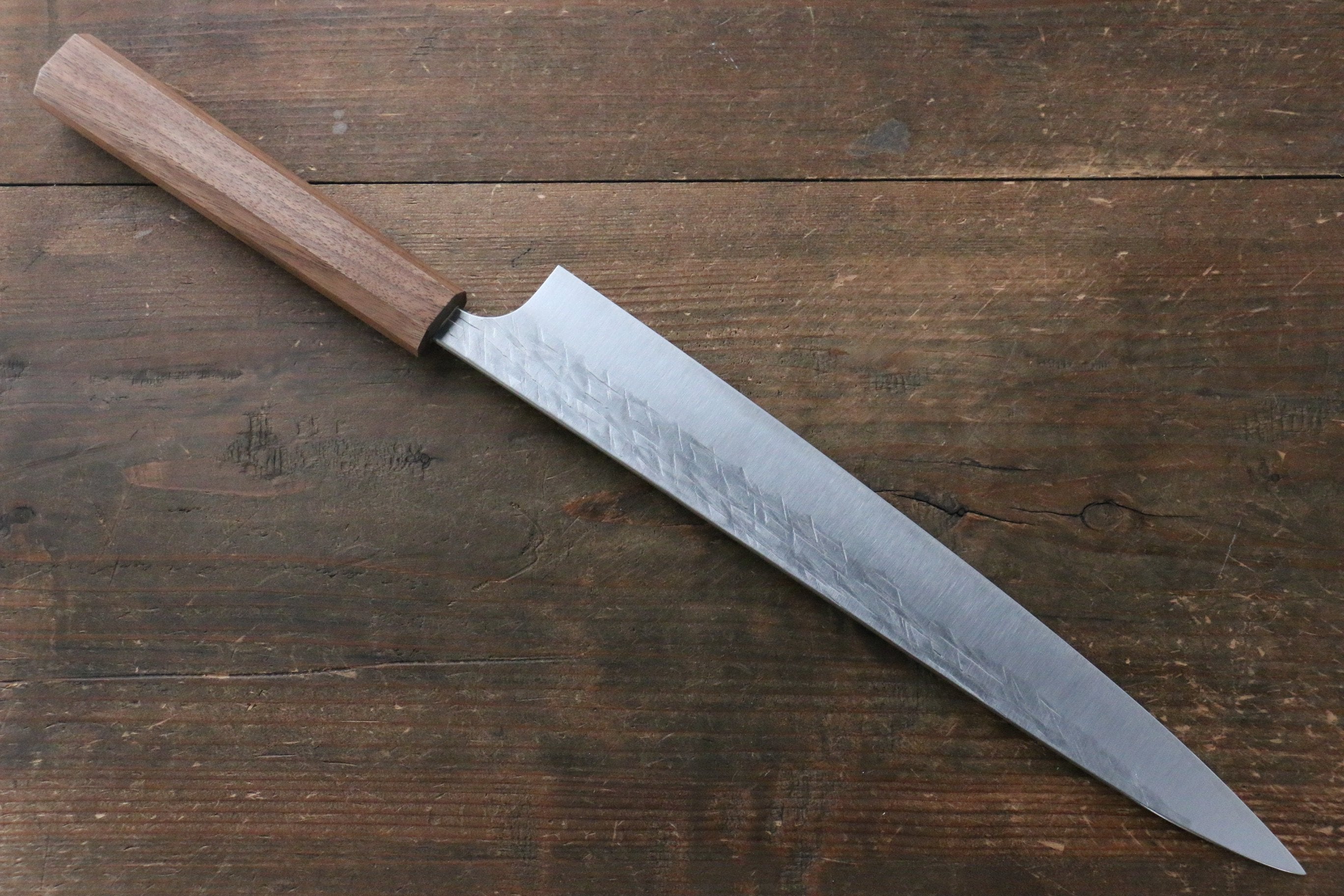 Yu Kurosaki Raijin Cobalt Special Steel Hammered Sujihiki 270mm Walnut Handle - Seisuke Knife
