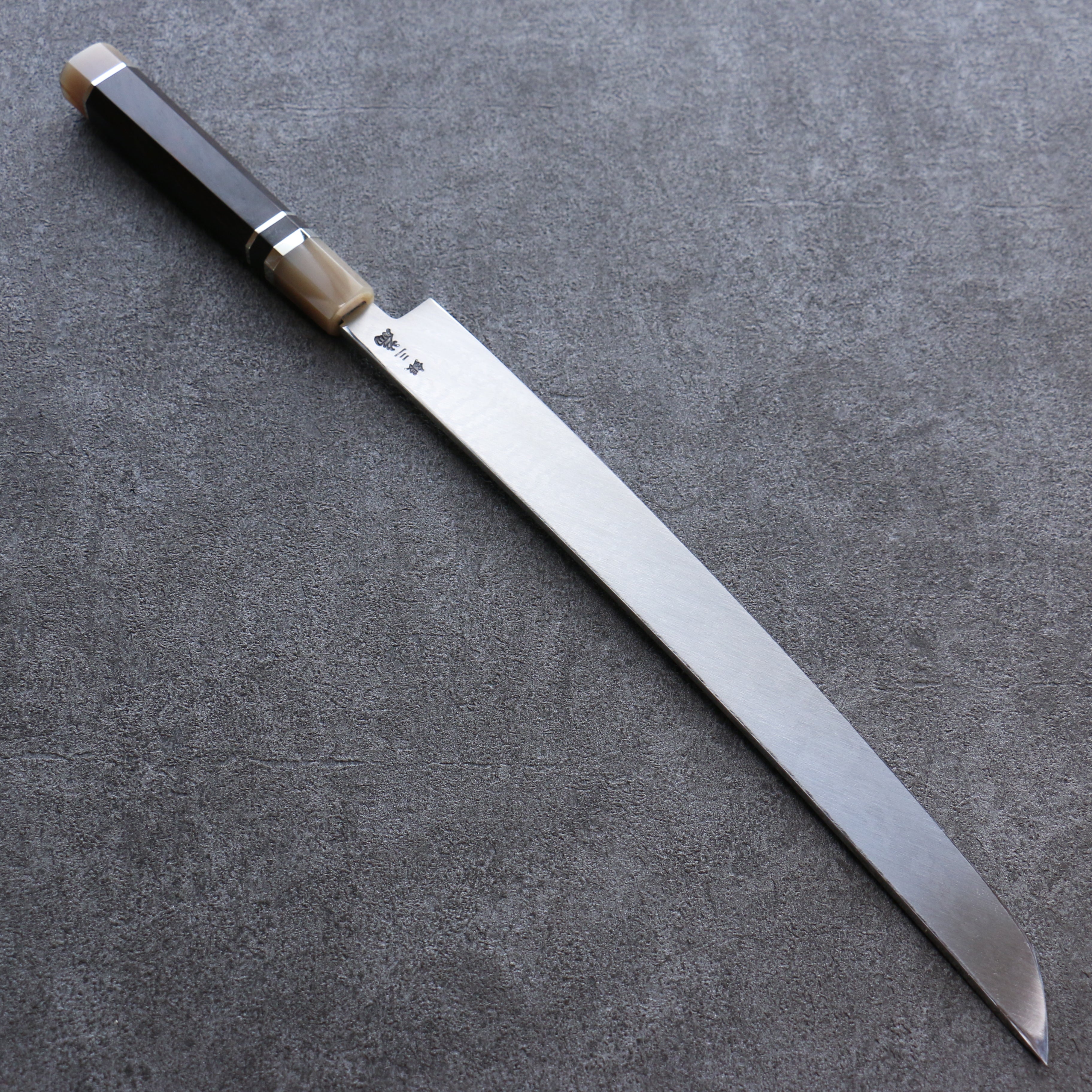 Sakai Takayuki Zangetsu Silver Steel No.3 Mirrored Finish Sakimaru Yanagiba 330mm Ebony Wood Handle with Sheath - Seisuke Knife