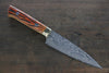 Takeshi Saji SG2 Black Damascus Petty-Utility 135mm Orange Cow Bone Handle - Seisuke Knife - Slide 1