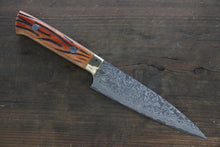  Takeshi Saji SG2 Black Damascus Petty-Utility 135mm Orange Cow Bone Handle - Seisuke Knife