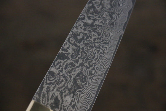 Takeshi Saji SG2 Black Damascus Petty-Utility 135mm Orange Cow Bone Handle - Seisuke Knife