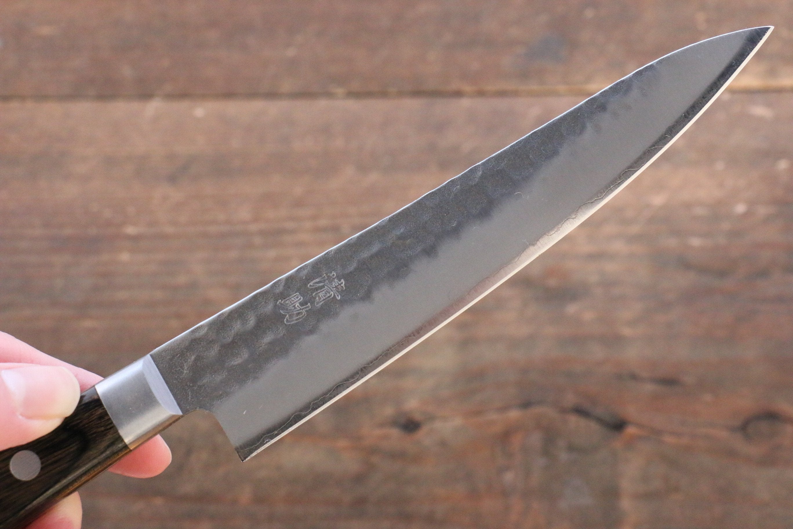 Seisuke AUS8 Hammered Petty-Utility 135mm Brown Pakkawood Handle - Seisuke Knife