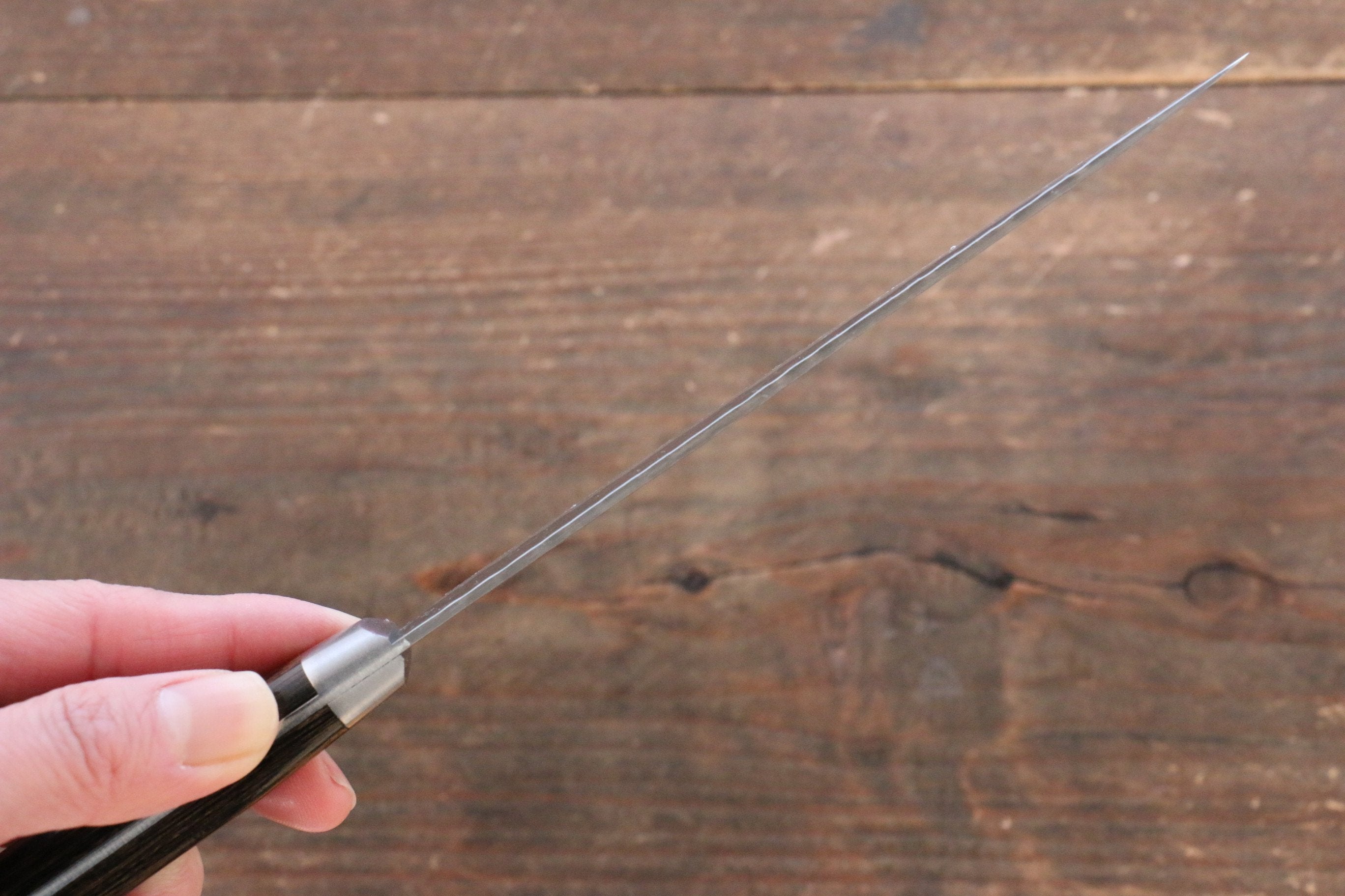 Seisuke AUS8 Hammered Petty-Utility 135mm Brown Pakkawood Handle - Seisuke Knife