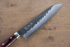 Yoshimi Kato Blue Super Kurouchi Maru Hammered Gyuto 180mm with Red Pakkawood Handle - Seisuke Knife