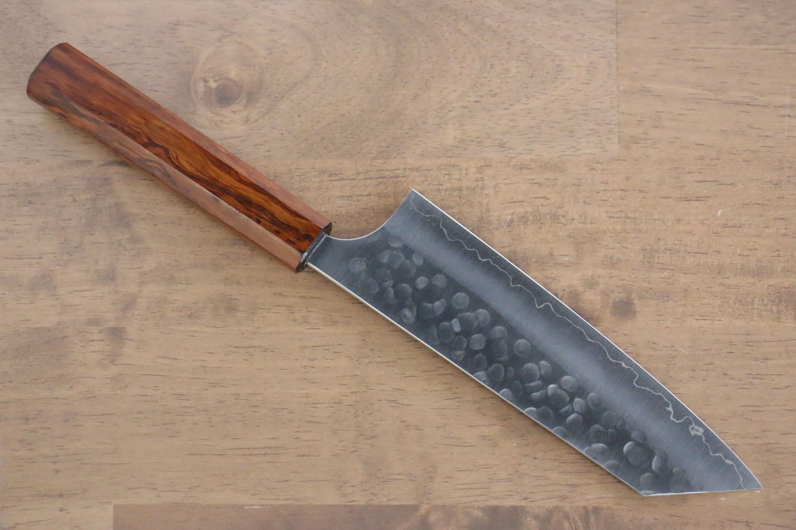Yoshimi Kato Silver Steel No.3 Hammered Bunka 165mm with Lacquered Sugi Wood Handle - Seisuke Knife