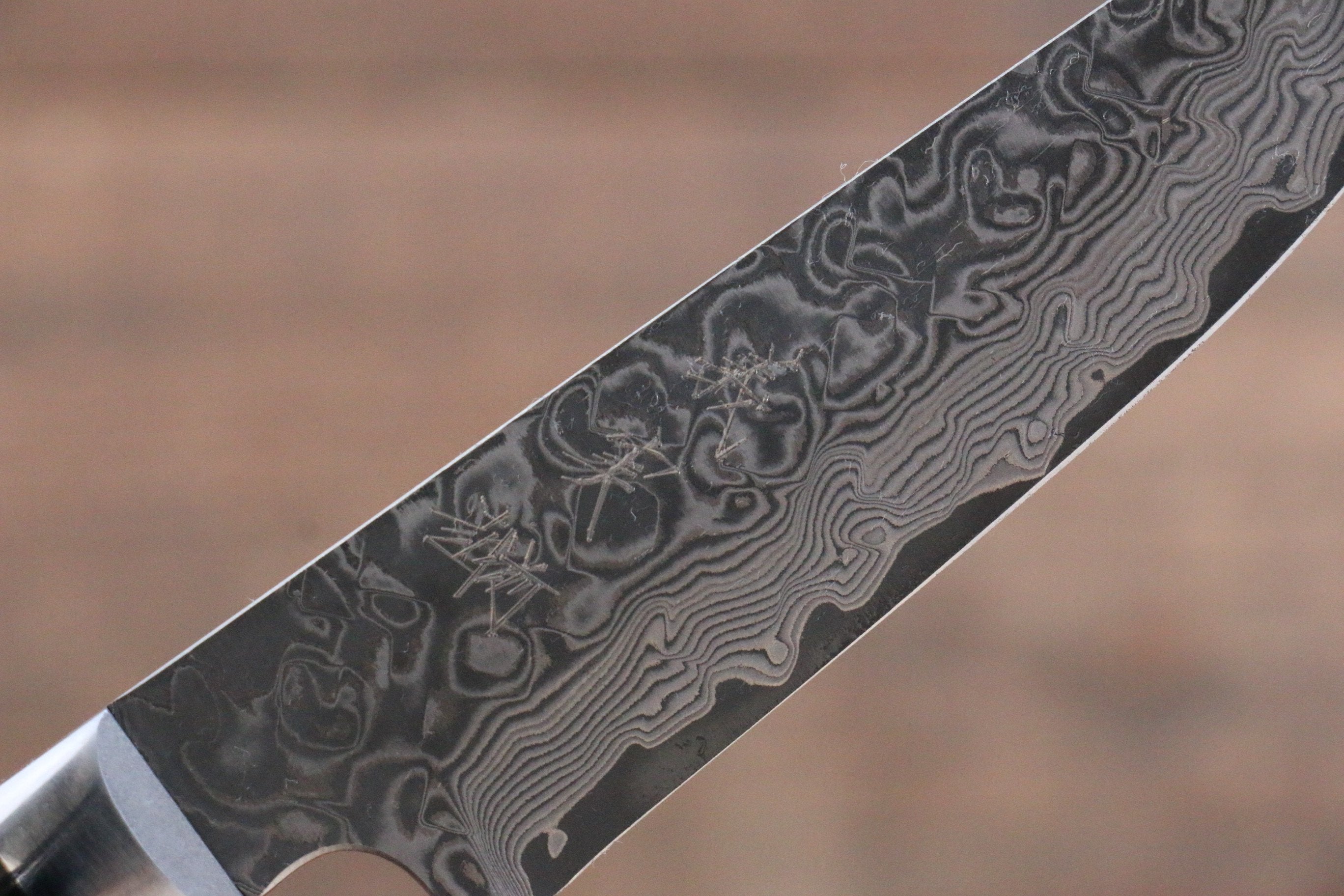 Yoshimi Kato VG10 Damascus Steak 100mm with Red Pakkawood Handle - Seisuke Knife