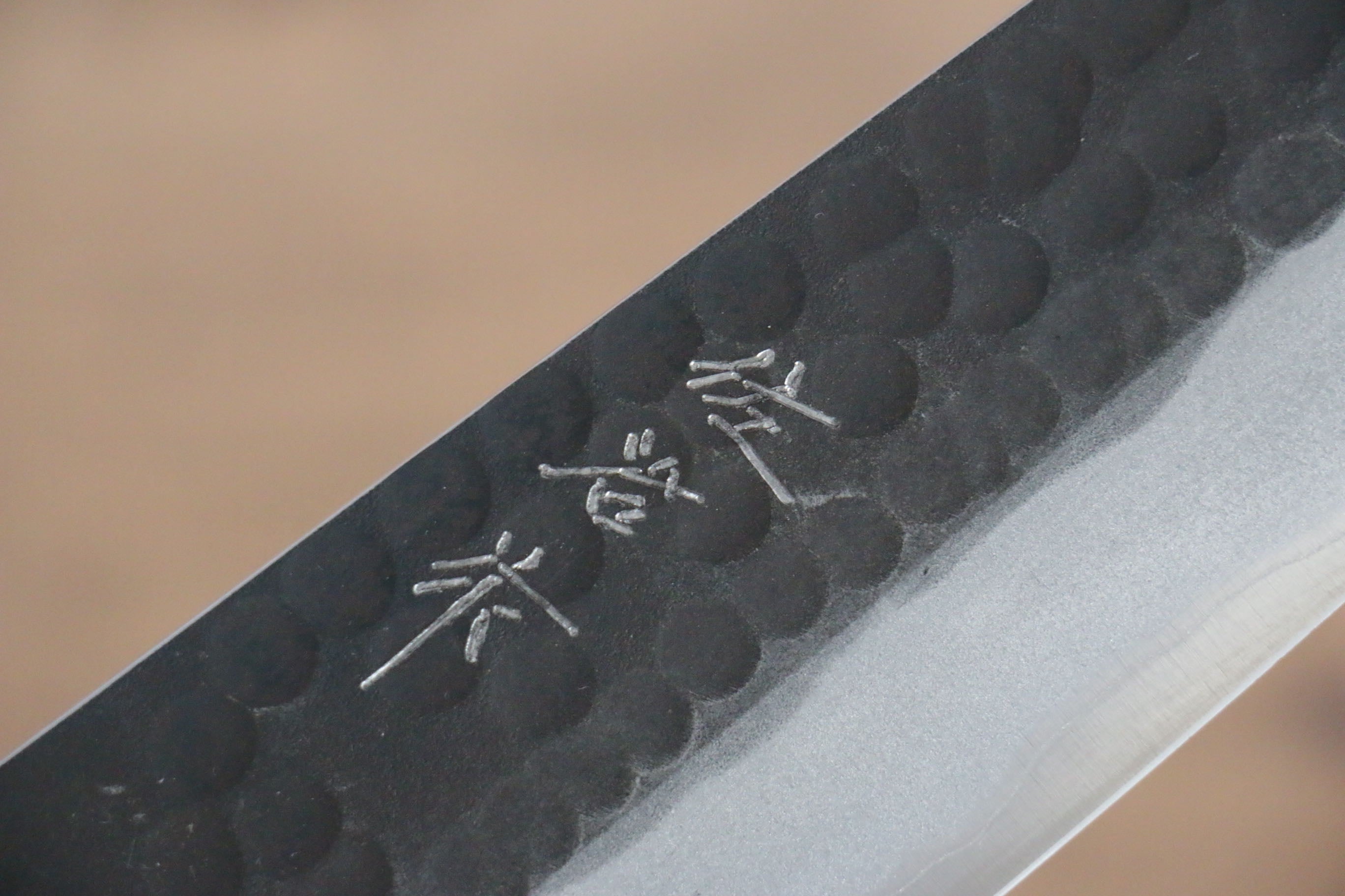 Takeshi Saji Blue Super Kurouchi Hammered Santoku 165mm with Ironwood Handle - Seisuke Knife