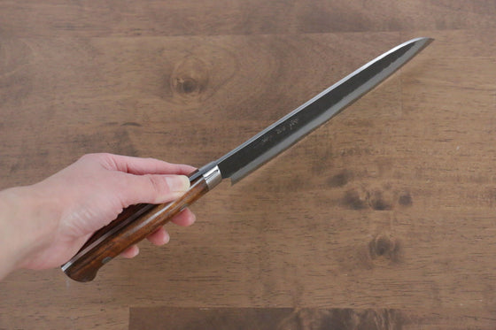 Takeshi Saji Blue Super Kurouchi Hammered Santoku 165mm with Ironwood Handle - Seisuke Knife