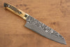 Takeshi Saji VG10 Black Damascus Santoku  180mm Brown Deer Horn Handle - Seisuke Knife - Slide 1