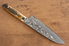 Takeshi Saji VG10 Black Damascus Santoku  180mm Brown Deer Horn Handle - Seisuke Knife - Slide 2