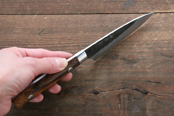 Takeshi Saji Blue Super Kurouchi Hammered Petty-Utility 90mm Ironwood Handle - Seisuke Knife