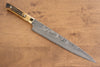 Takeshi Saji VG10 Black Damascus Sujihiki 240mm Brown Cow Bone Handle - Seisuke Knife - Slide 1