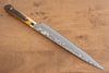 Takeshi Saji VG10 Black Damascus Sujihiki 240mm Brown Cow Bone Handle - Seisuke Knife - Slide 2