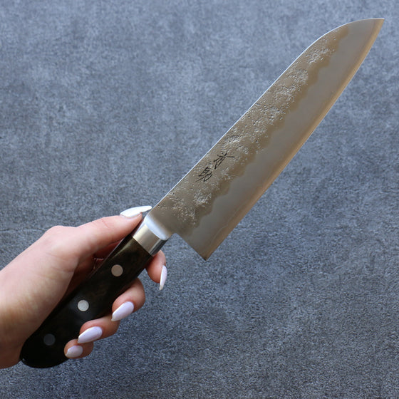 Seisuke Silver Steel No.3 Nashiji Santoku 180mm Brown Pakka wood Handle - Seisuke Knife