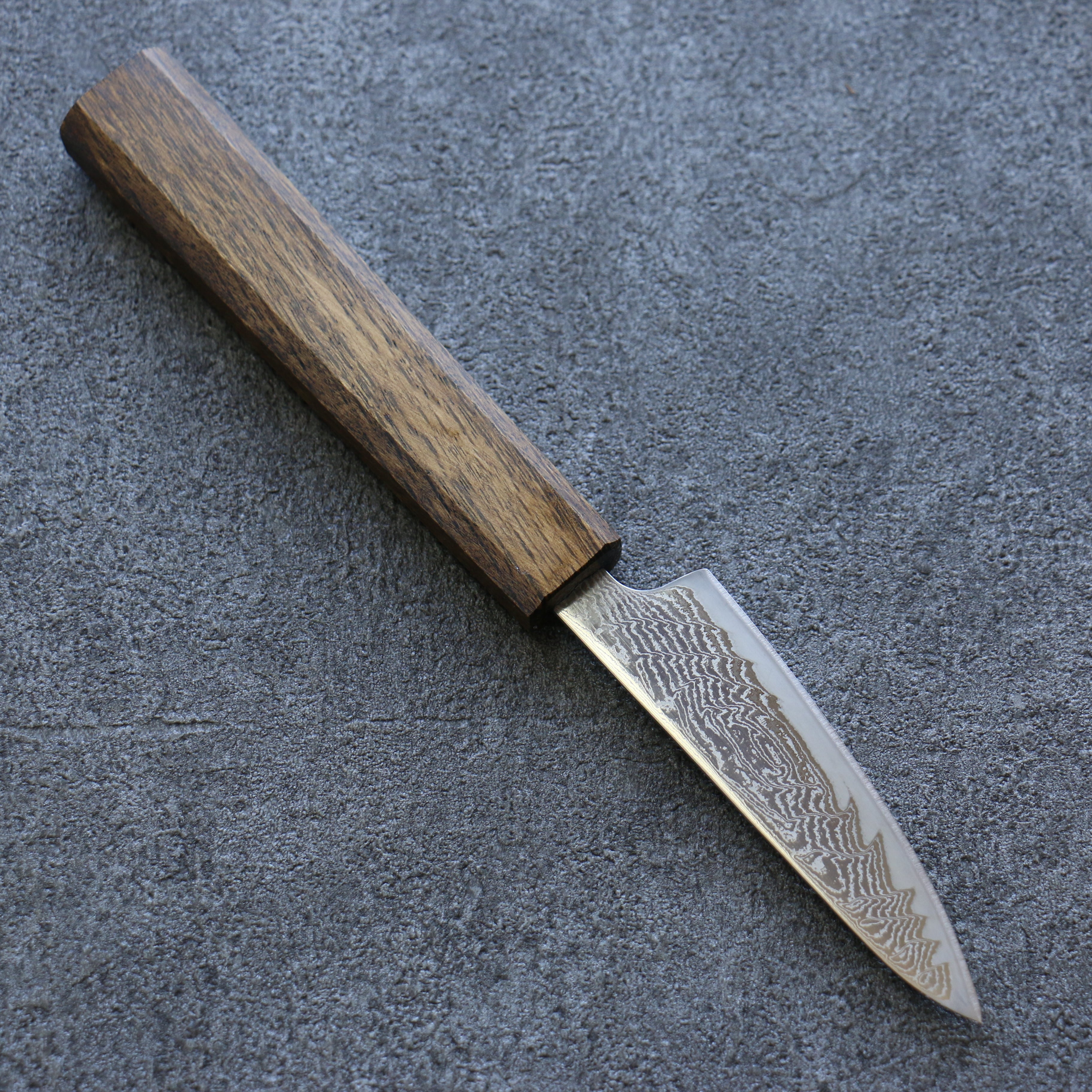 Seisuke Nami AUS10 Migaki Damascus Petty-Utility 80mm Oak Handle - Seisuke Knife