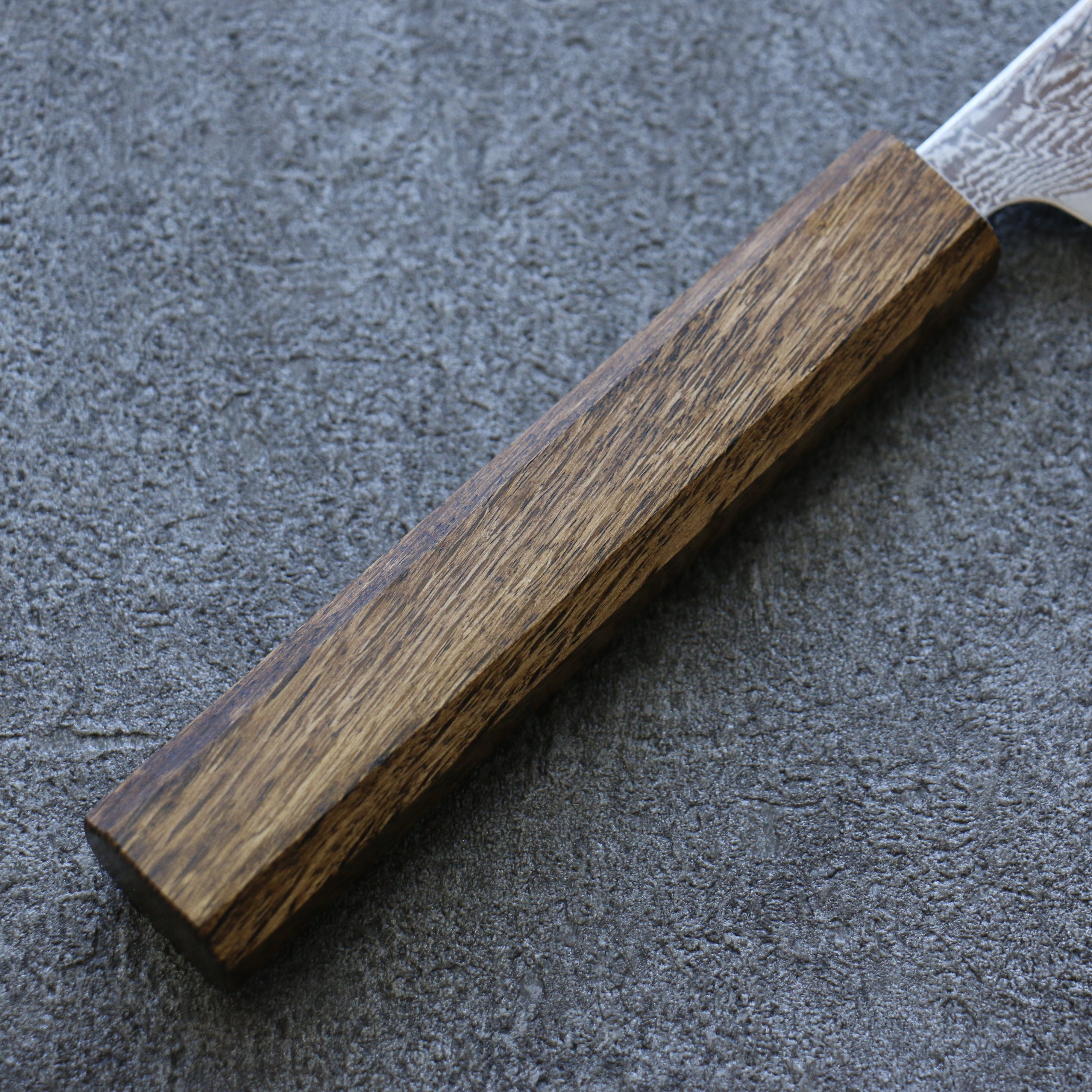Seisuke Nami AUS10 Migaki Damascus Petty-Utility 80mm Oak Handle - Seisuke Knife