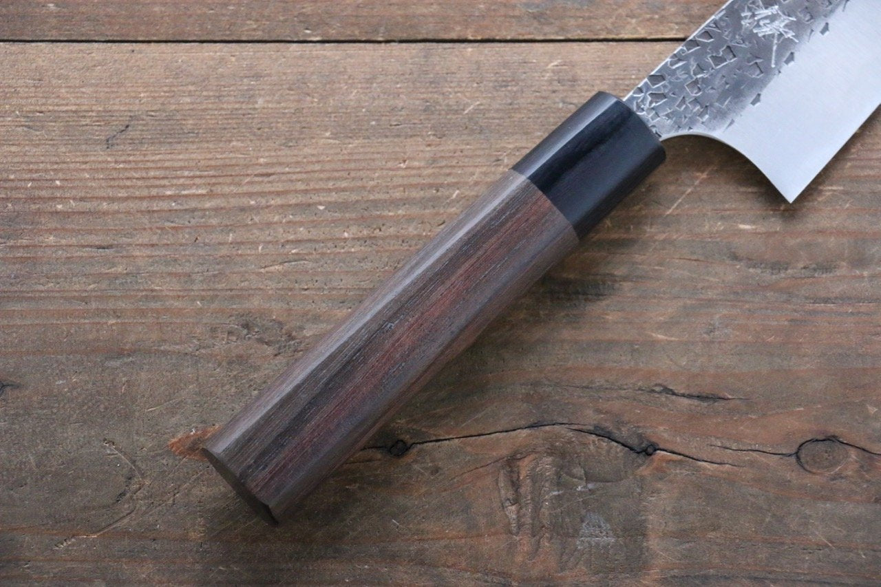 Yu Kurosaki Blue Super Clad Hammered Kurouchi Gyuto Japanese Chef Knife 180mm - Seisuke Knife