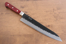  Seisuke Kurobeni Blue Super Hammered Kurouchi Gyuto 240mm Red Pakka wood Handle - Seisuke Knife