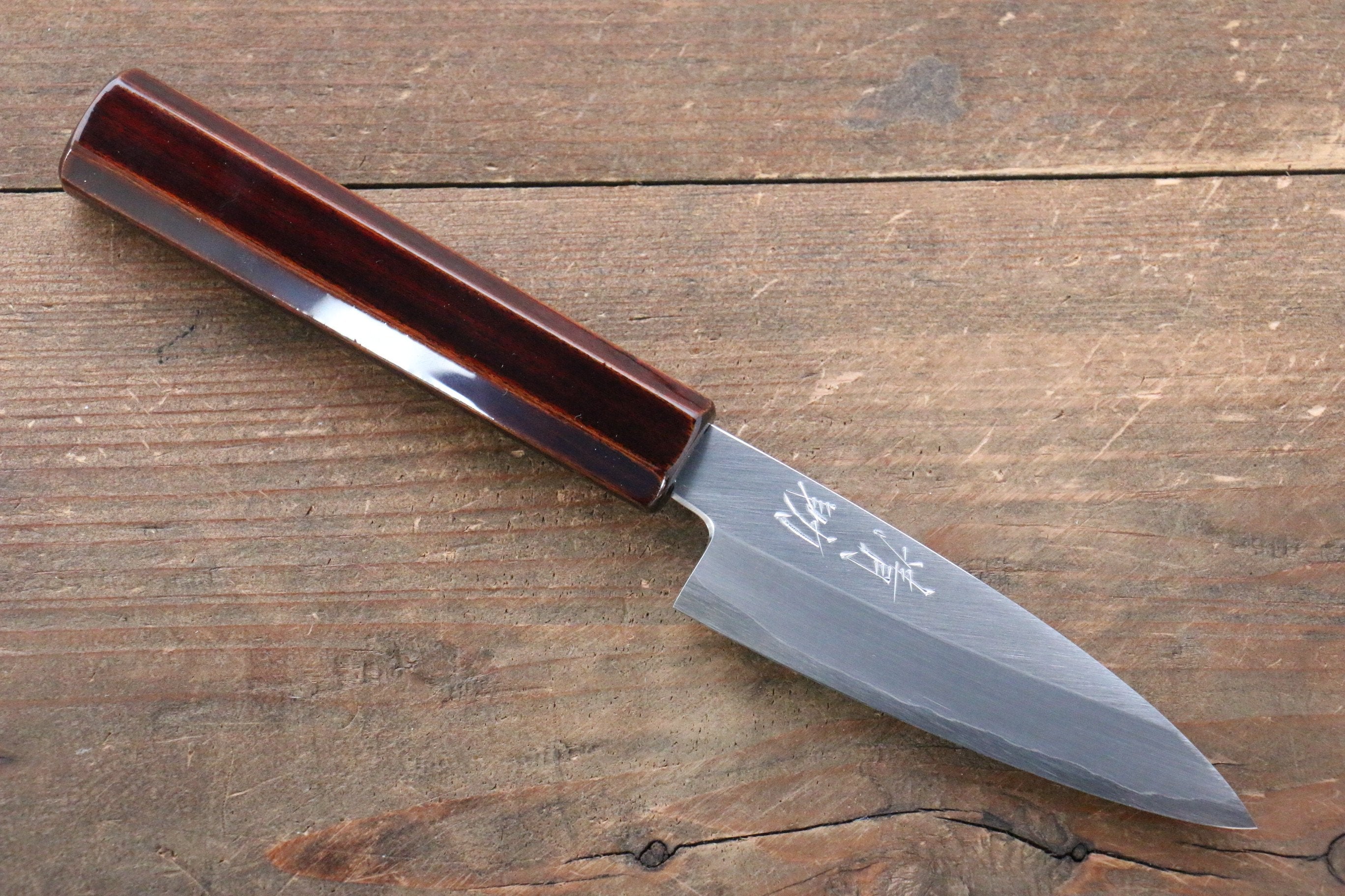 Seisuke Silver Steel No.3 Paring 85mm Lacquered Wood Handle - Seisuke Knife