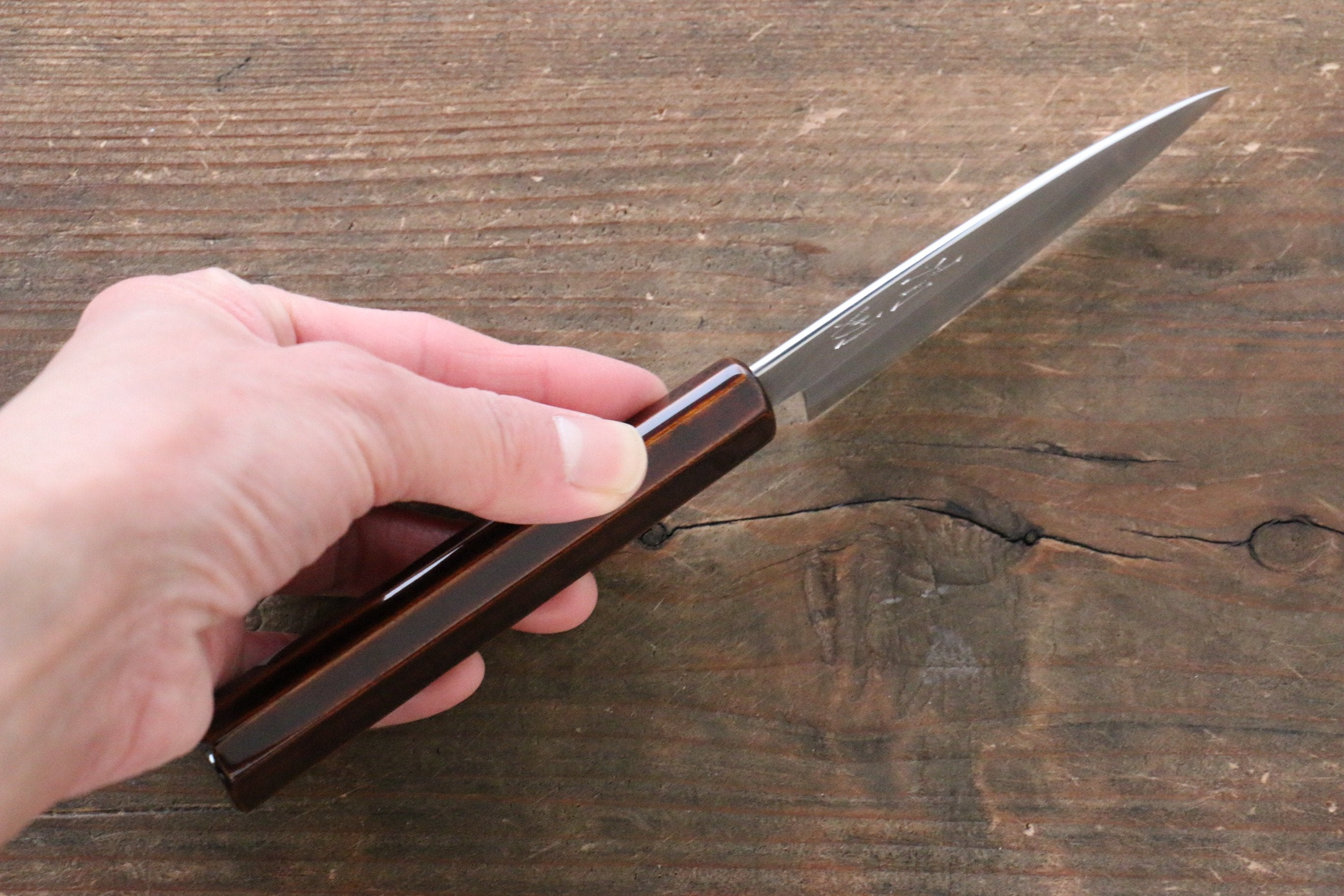 Seisuke Silver Steel No.3 Paring 85mm Lacquered Wood Handle - Seisuke Knife