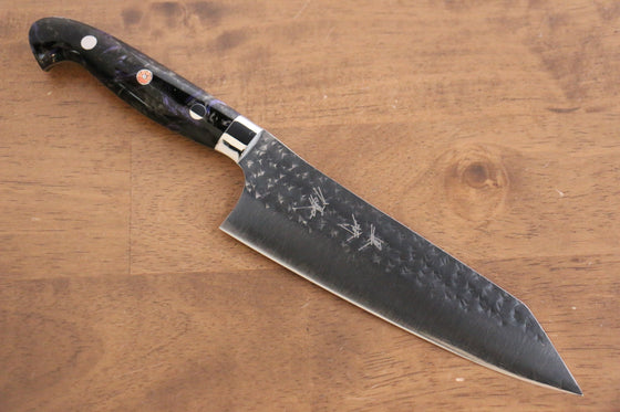 Yu Kurosaki Senko SG2 Hammered Santoku 180mm Black Acrylic Handle - Seisuke Knife