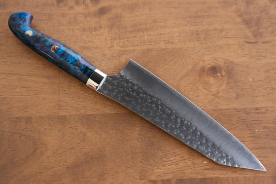 Yu Kurosaki Senko SG2 Hammered Santoku 180mm with Blue Purple Acrylic Handle - Seisuke Knife