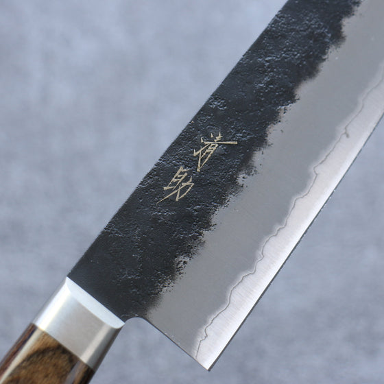 Seisuke Blue Super Black Gyuto 210mm Brown Pakka wood Handle - Seisuke Knife