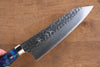 Yu Kurosaki Senko SG2 Hammered Santoku 180mm with Blue Purple Acrylic Handle - Seisuke Knife - Slide 4