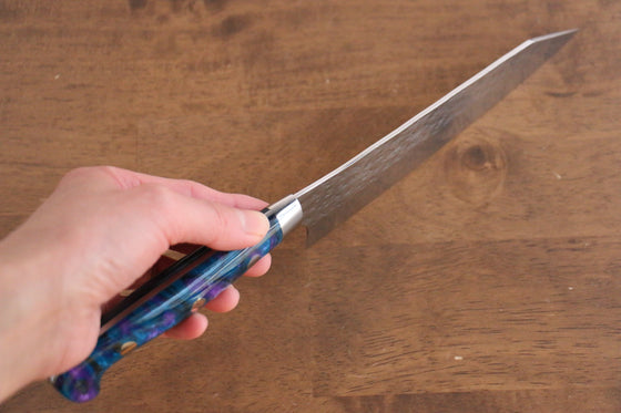 Yu Kurosaki Senko SG2 Hammered Santoku 180mm with Blue Purple Acrylic Handle - Seisuke Knife