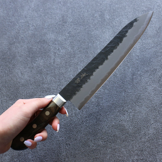 Seisuke Blue Super Black Gyuto 210mm Brown Pakka wood Handle - Seisuke Knife