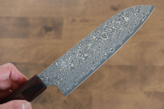 Yoshimi Kato VG10 Damascus Santoku 170mm with Shitan Handle - Seisuke Knife