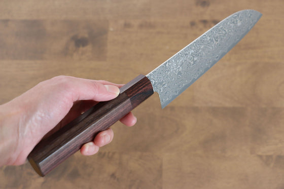 Yoshimi Kato VG10 Damascus Santoku 170mm with Shitan Handle - Seisuke Knife